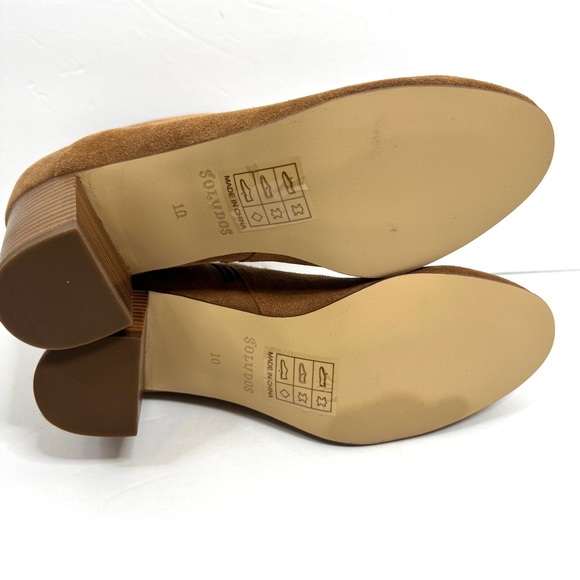 SOLUDOS Midheel Venetian Booties NEW Size 10 Tan Suede Leather Box Included - Picture 9 of 13